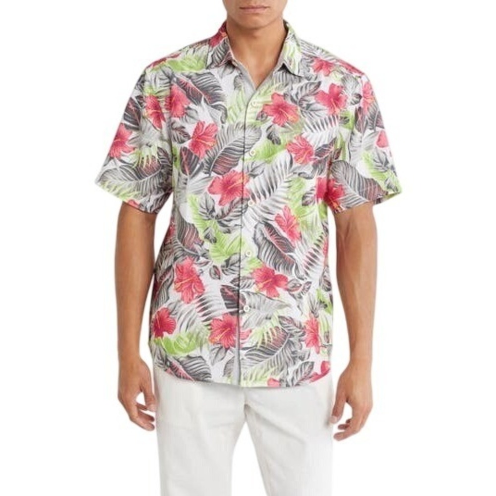 Tommy Bahama NWOT XL Coconut Point Hibiscus Shores Short Sleeve Button-Up Shirt